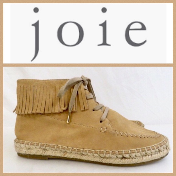 Joie Genevieve Fringe Suede Espadrille Moccasins 6 - Picture 1 of 6